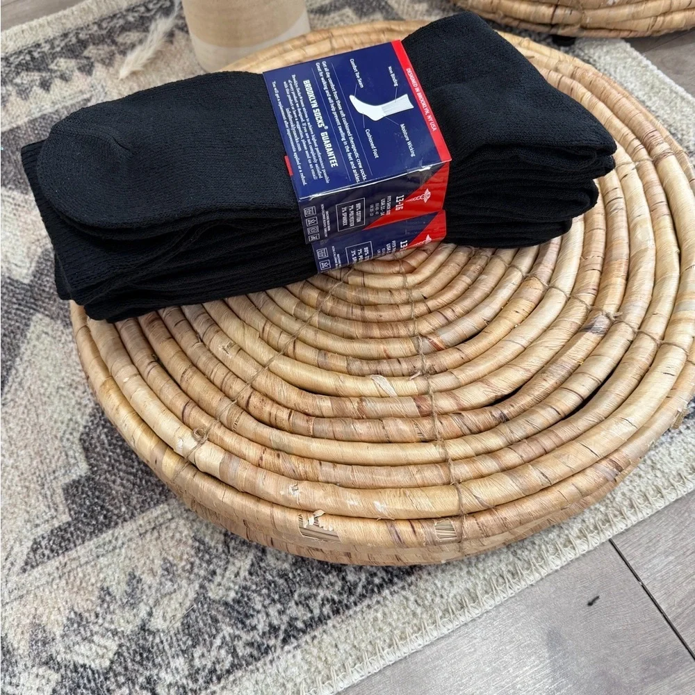 New Men’s Diabetic Black Medical Crew Socks 6 Pairs Big & Tall Cotton Nonbinding